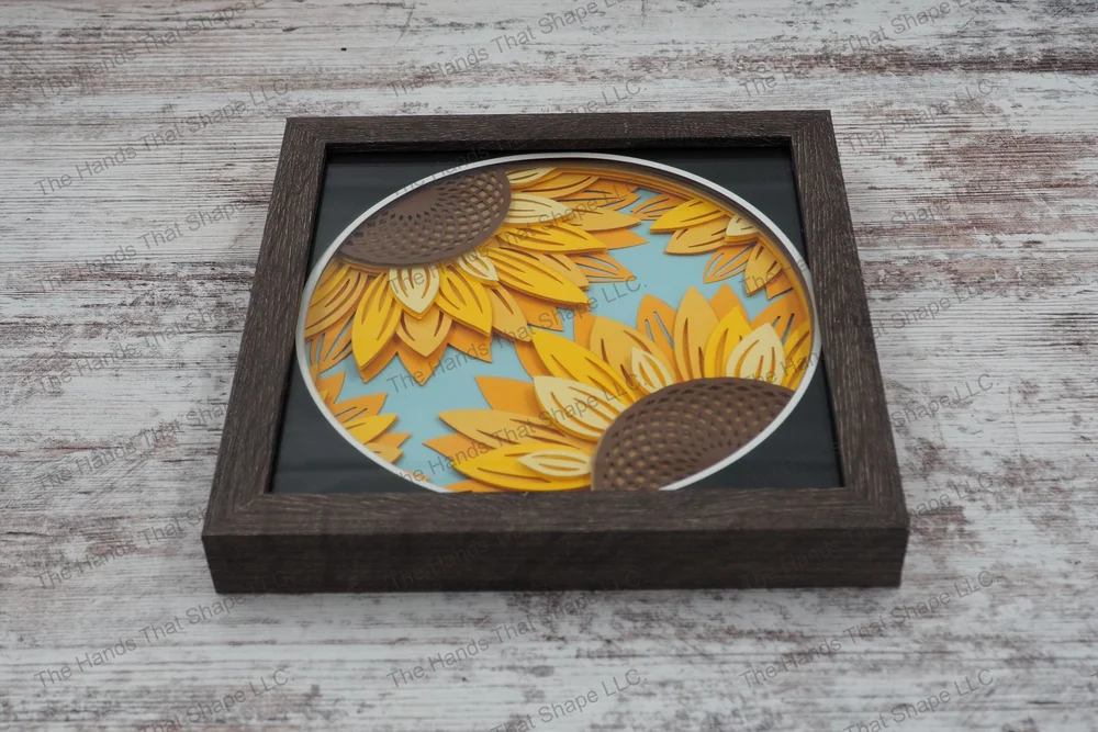 Sunflowers Layered Paper Art Shadow Box
